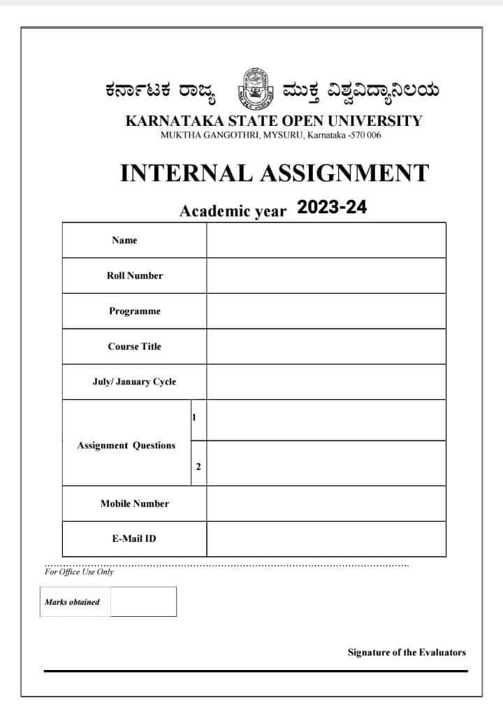 ksou assignment front page pdf kannada